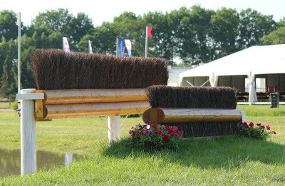 sgwhindernissen waterbak waterinsprong dubbele boomstam